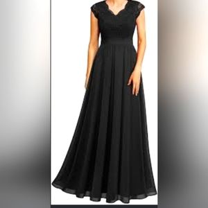 Semi formal full length lace top dress